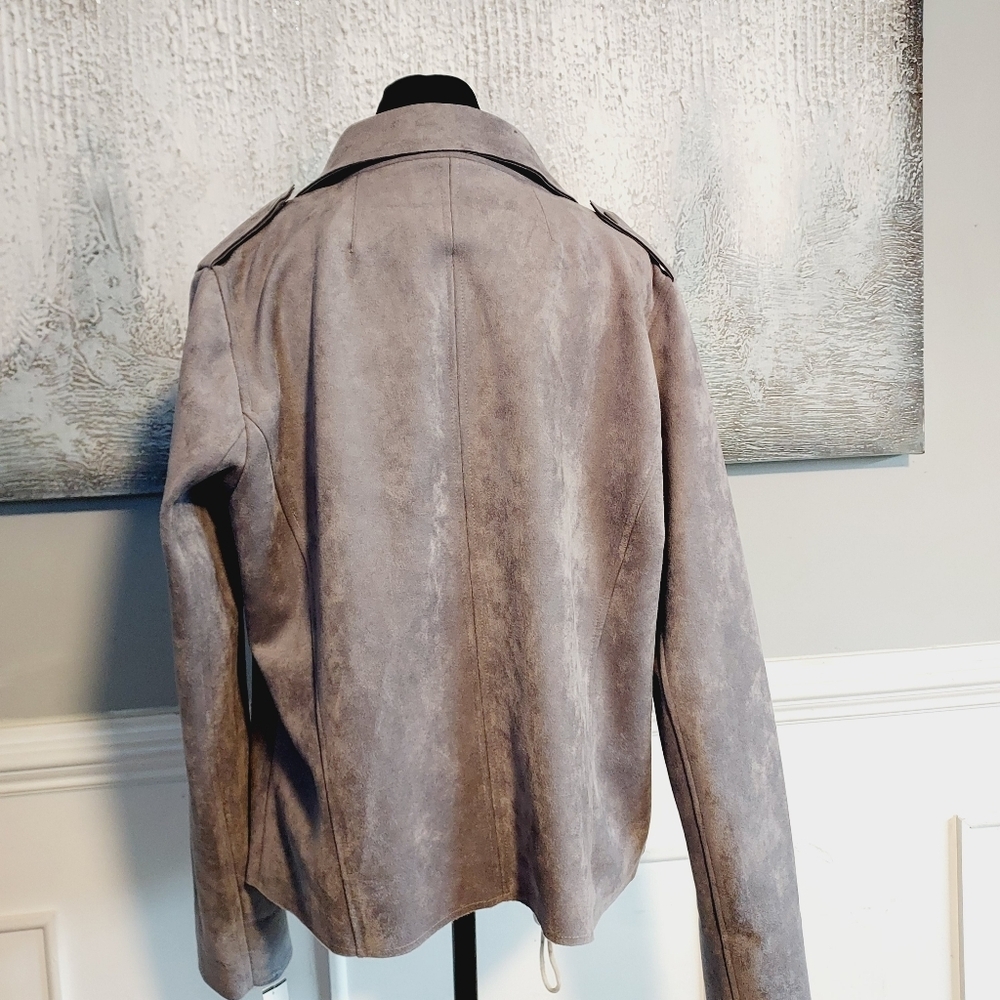 KUT From The Kloth Jacee Open Faux Suede Moto Jacket Sz L - Picture 3 of 11